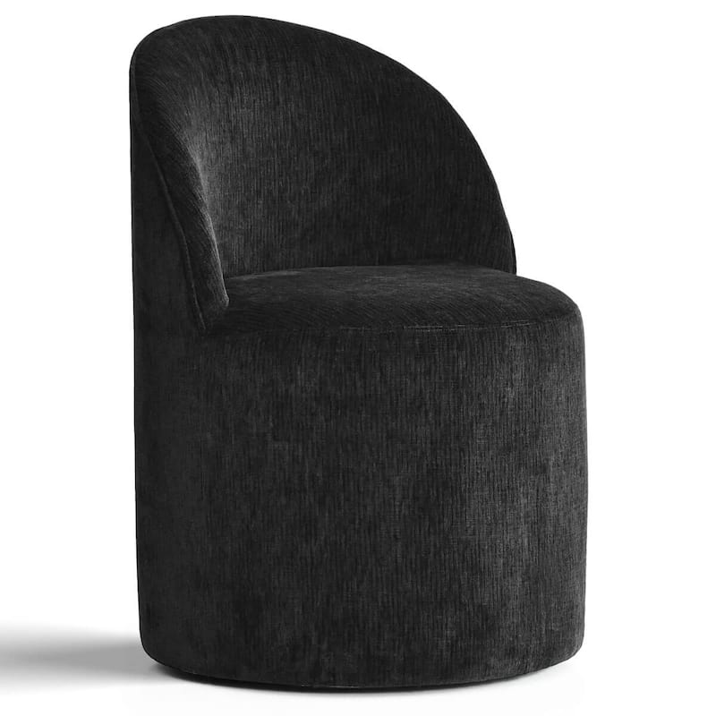 Upholstered Chenille Barrel Accent Chair with Castors(Set of 2)