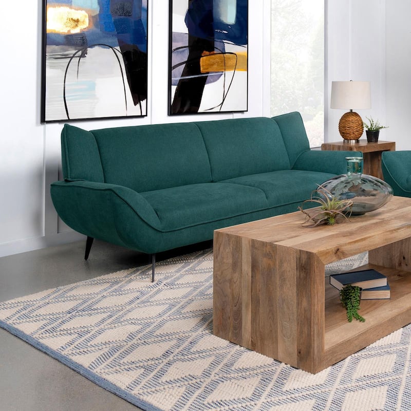 Logan Teal Blue Flared Arm Sofa
