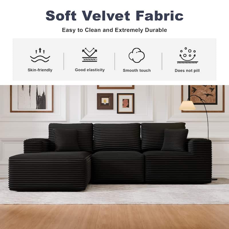 104" Modular Sectional Sofa with L-Shape Chaise Modern Upholstered Cloud Couches with Throw Pillows - 104 in.W x 23.6 in.H