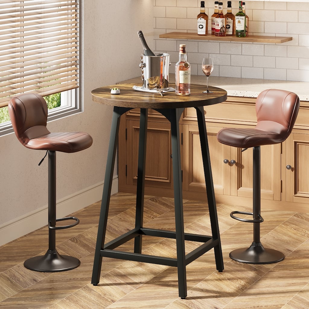 24 Inch Bar Table with Metal Frame, Counter Height Table, Bar Height Table - 23.62" W x 23.62" D x 35.43" H