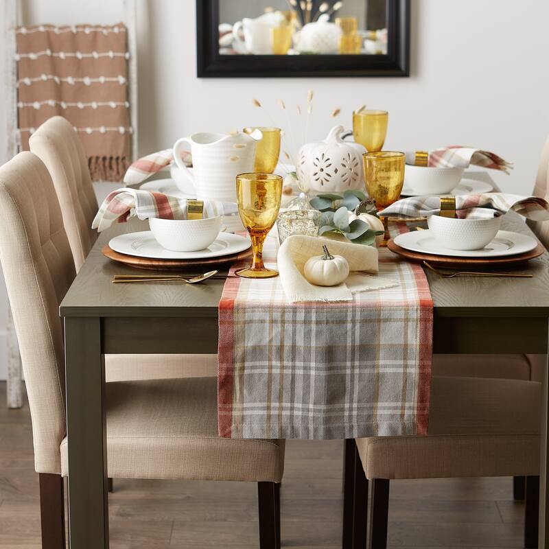 DII Thanksgiving Cozy Picnic, Plaid Table Runner