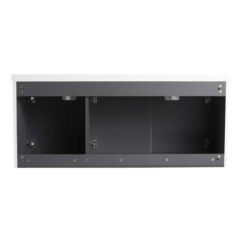 Wall Mounted Bathroom Vanity with Resin Double Sink
