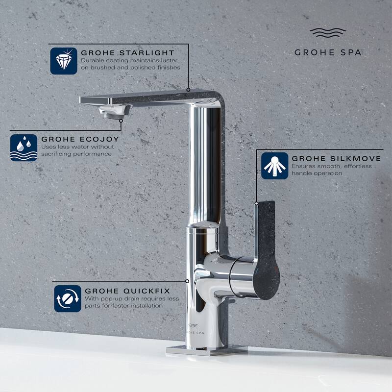 Grohe 23 858 1 Allure New 1.2 GPM Single Hole Bathroom Faucet with