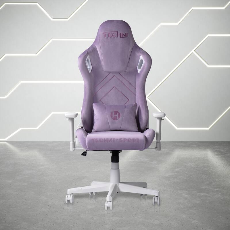 Ergonomic Velvet Gaming Chair with Memory Foam, Adjustable Height & Reclining Backrest - Purple