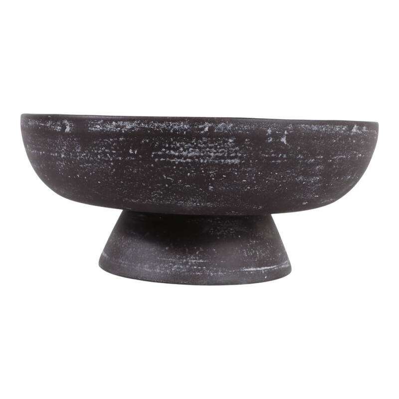 Pottery Terracotta Bowl with Pedestal Base Contemporary Casual Style