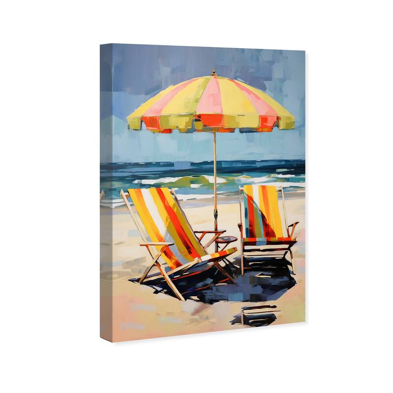 Wynwood Studio Canvas Nautical and Coastal Partners at the Beach Yellow and Nautical & Coastal Wall Art Canvas Print
