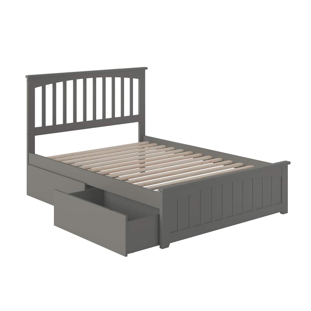 Modern Platform Bed with Footboard & Drawers - Minimalist Design, Under Bed Storage Solution