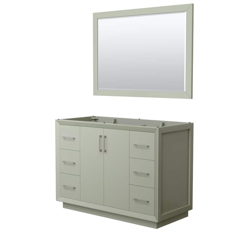 Strada 48-Inch Single Vanity Cabinet, 46-Inch Mirror - Light Green, Brushed Nickel Trim, No Top