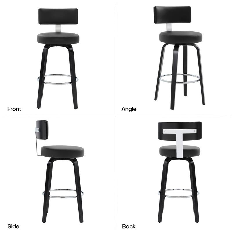 Upholstered Swivel Counter/ Bar Stools with T-Shaped Backrest