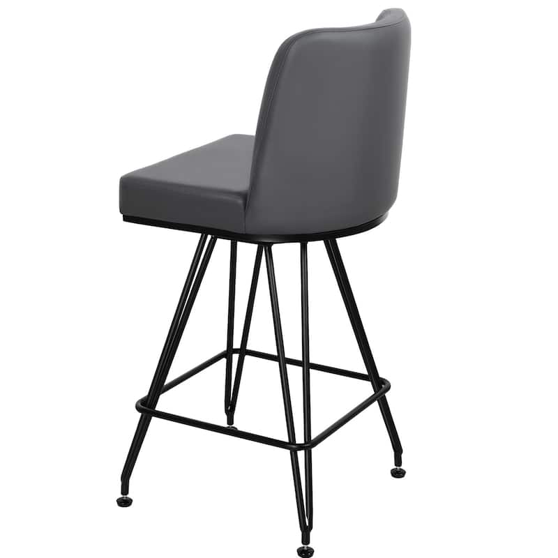 26" Leather/Velvet Swivel Counter Height Bar Stools - 38.2"H x 17.7"W x 19.1"D