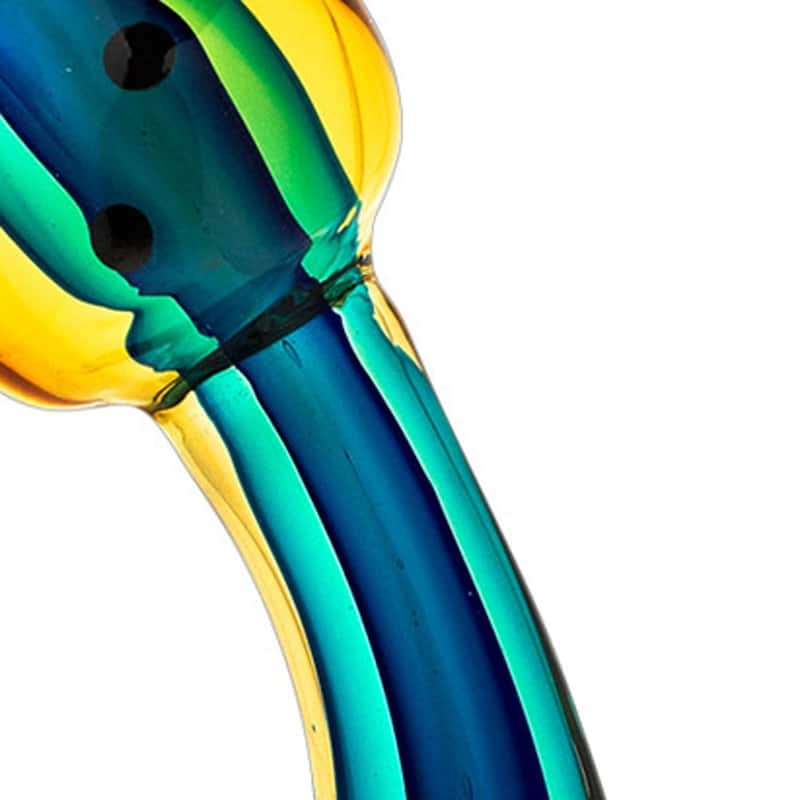 HomeRoots 12" Clear Yellow Green Black Murano Glass Cat Figurine Tabletop Sculpture - 3' X '12' X '6