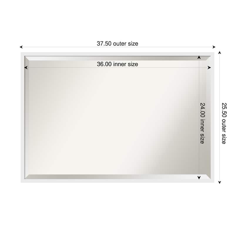 Incline Beveled Wood Framed Wall Mirror - 38 x 26 in - Incline White