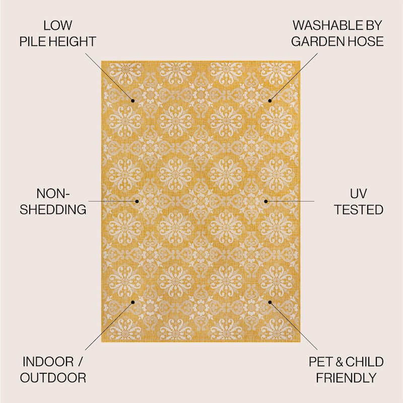 JONATHAN Y Maribel Traditional Mediterranean Tile Design Indoor/Outdoor Area Rug