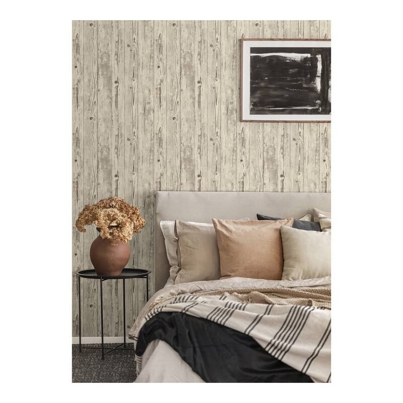 Advantage Albright Ivory Weathered Oak Panels Wallpaper - 21 x 396 x 0.025