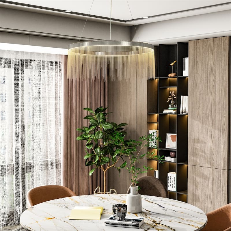 Crystal Chain Pendant Light Elegant Hanging Lamp Fixture Livingroom Decoration