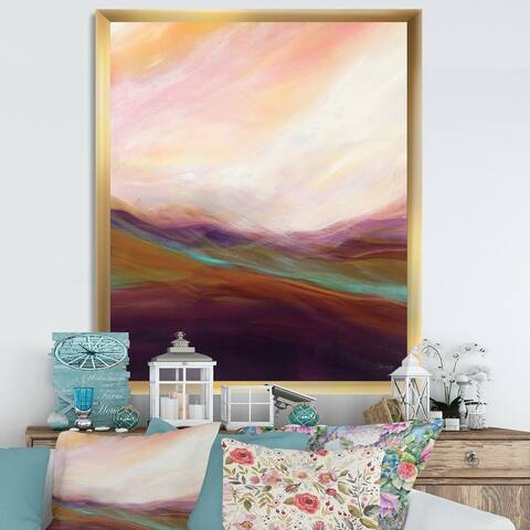 Designart 'Abstract Desert Dunes Watercolor Orange Yellow' Cottage Framed Art Print