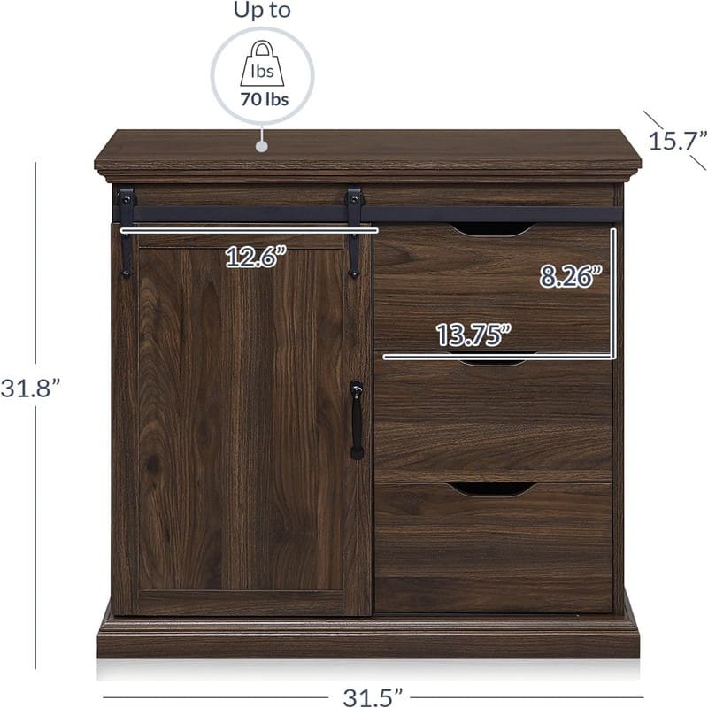 Sideboard Buffet Cabinet - 15.7"D x 31.5"W x 31.8"H