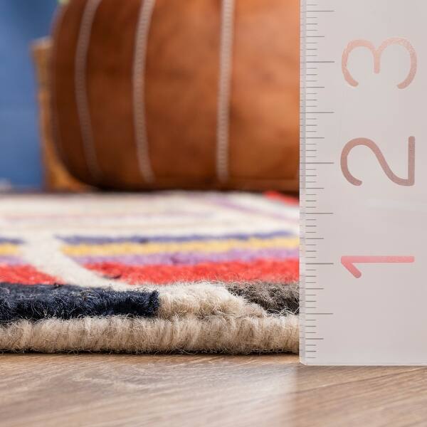 dimension image slide 0 of 3, nuLOOM Boho Multicolor Wool Handmade Tribal Arrowheads Area Rug
