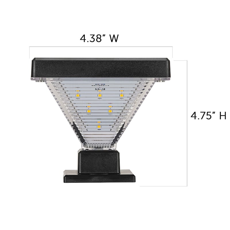 Luxor Outdoor Solar LED Deck Post Cap Light with Hi/Lo Options (2-PK)