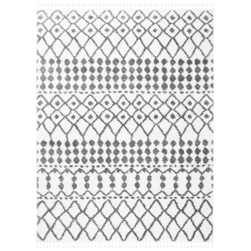 SAFAVIEH Berber Fringe Dinchen Getulia Rug - 4' x 6' - Ivory/Dark Grey