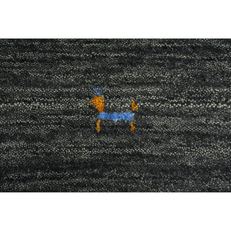 Hand Knotted Oriental 100% Wool Carpet Tribal Animal Pictorial Greys & Charcoal Gabbeh Area Rug - 11' 9'' X 9' 0''