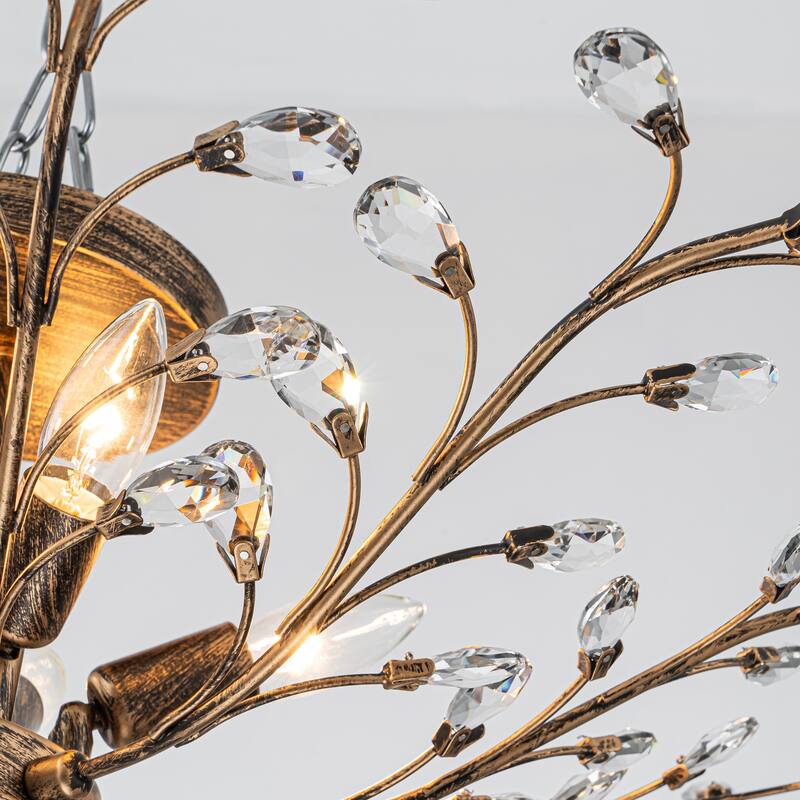 Starsky 5-Light Vintage Crystal Branch Semi-Flush Mount