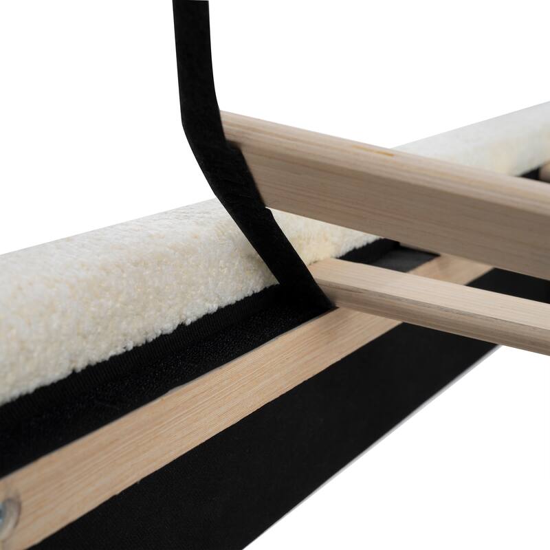 King Size Upholstered Bed Frame with High Back Headboard, Boucle Fabric, Solid Wood Legs, No Box Spring Needed