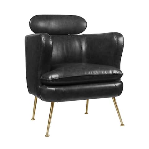 Faux Leather Upholstered Accent Chair in Dark Gray
