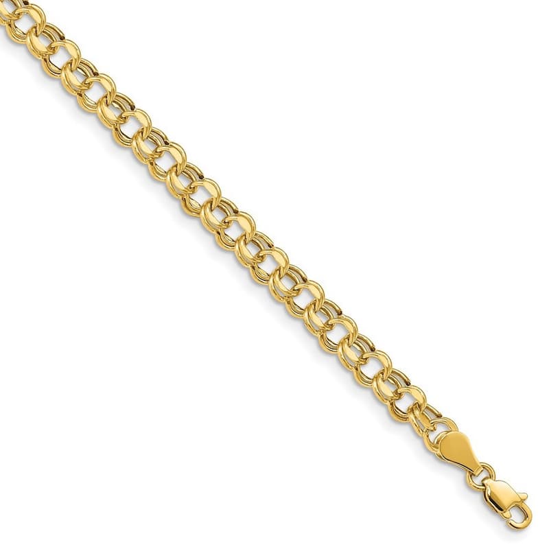 Curata 10k Yellow Gold Lite 5mm Double Link Charm Bracelet Options: 7" 8"