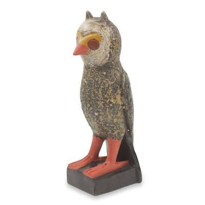Handmade Owl Messenger Wood sculpture (Ghana) - 23 x 12 x 10