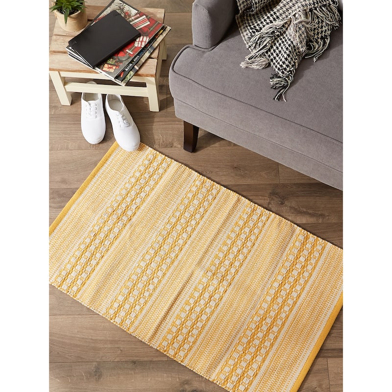 DII Stone Dobby Stripe Hand-Loomed Rug 2ft 6inx6 Ft - 36.0 In. L X 24.0 In. W X 0.2 In. H
