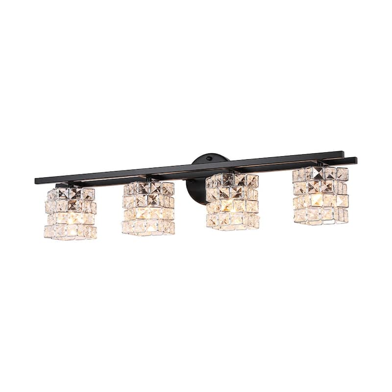 Mosaic Crystal Cube Shade Linear Bathroom Vanity Light