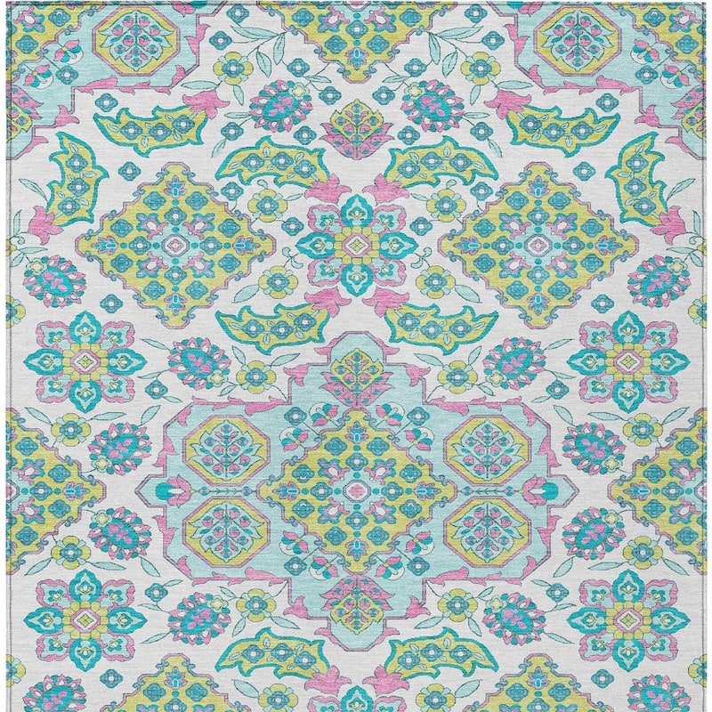 HomeRoots Medallion Traditional Rectangle Outdoor Rug