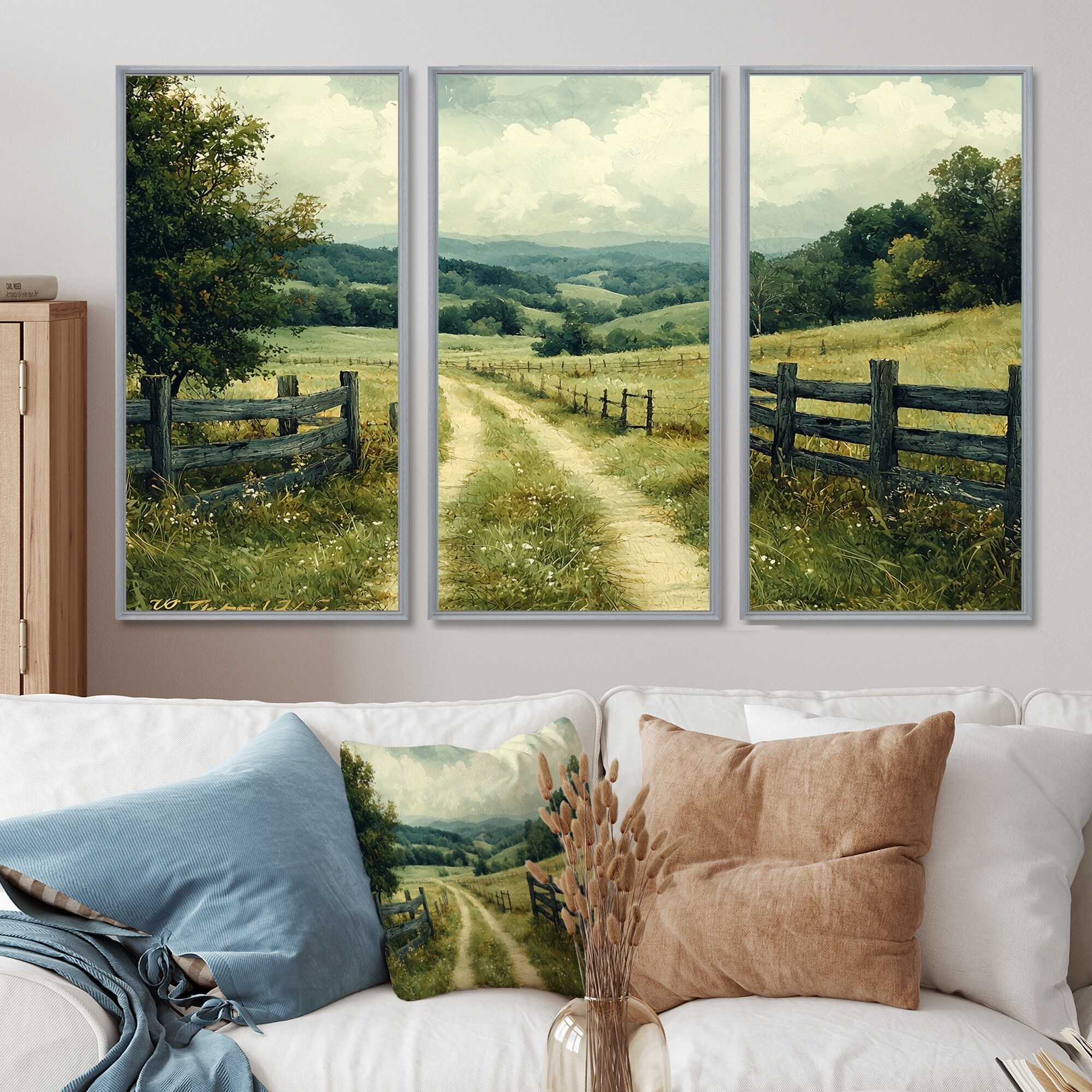 Designart - Green Peaceful Valley I - Farmhouse Framed Wall Art