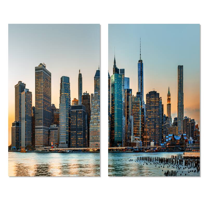 Designart "New York City Skyline" Cityscapes Canvas Wall Art Print 2
