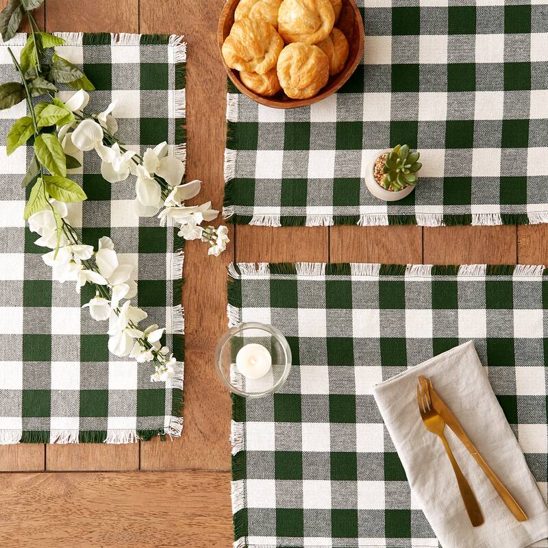 Heavyweight Check Fringed Placemat
