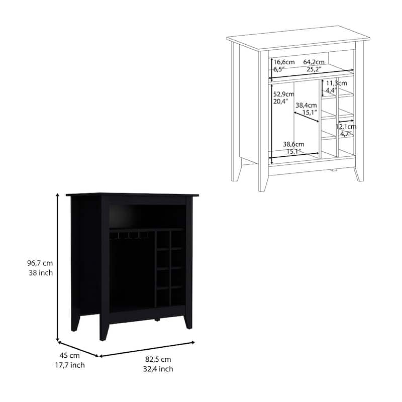 Bar Cabinet Castle With One Open Shelf And Six Wine Cubbies