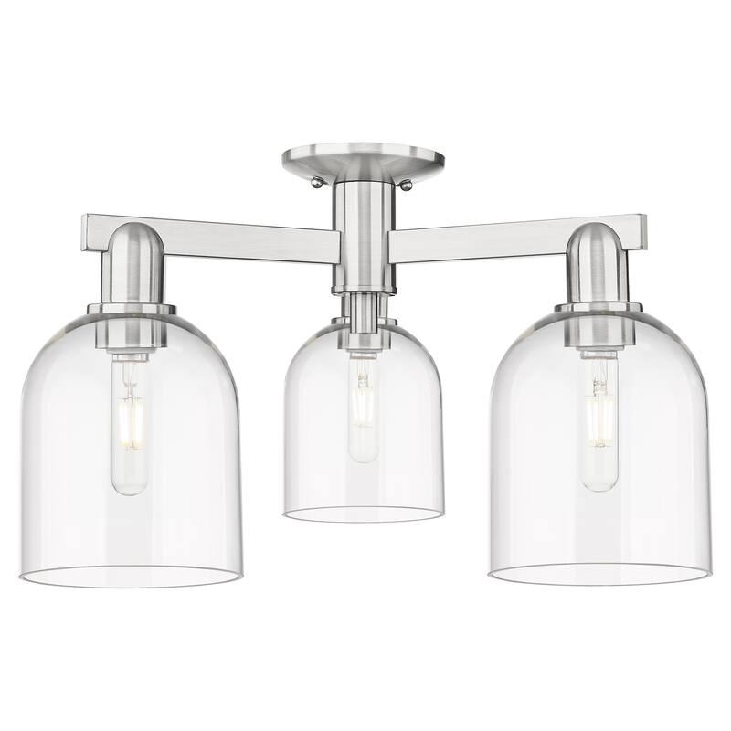 Innovations Lighting Endless Possibilities Arcadia - Bella - 3 Light 23" Semi-Flush Mount - Clear/Brushed Satin Nickel