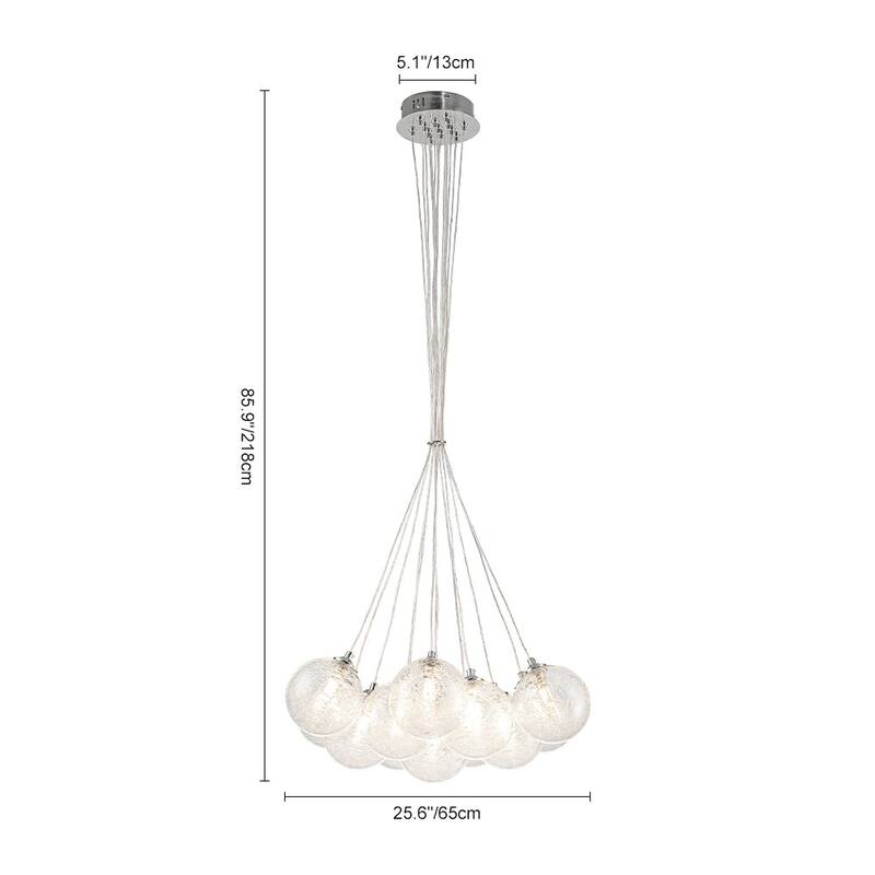 Chrome 13-Light Glass Globe Cluster Bubble Chandelier
