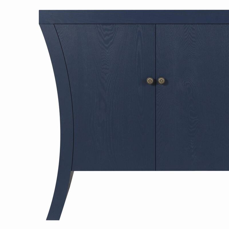 Retro 4-Door Wooden Credenza Cabinets with Solid Legs for Versatile Storage