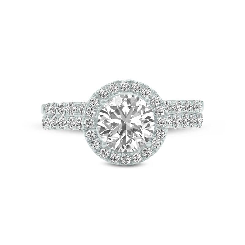 Marquee 3 1/5 Carat TW Round Cut Lab Grown Diamond Halo Bridal Set in 14Karat White Gold