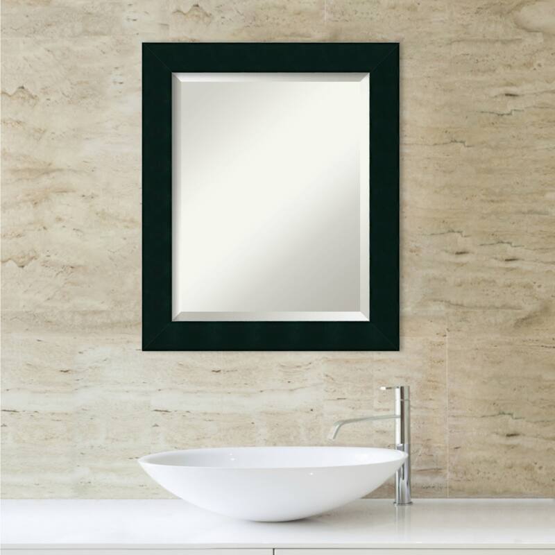 Beveled Wood Bathroom Wall Mirror - Tribeca Black Frame