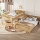 preview thumbnail 14 of 24, Full XL Size Loft Bed & 3 Sided Guardrails Queen Size Platform Bed, Full XL Over Queen Bunk Bed with Guardrails and Ladder Natural - Queen