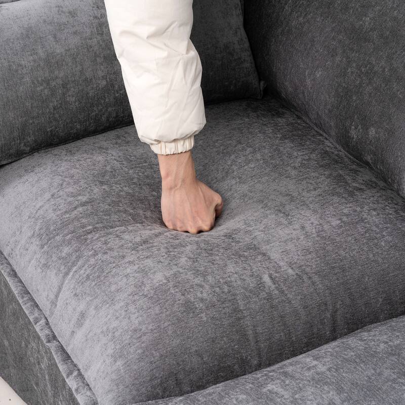 93" Modular L-Shaped Sectional Sofa with Movable Ottoman, 4-Seater Living Room Couch