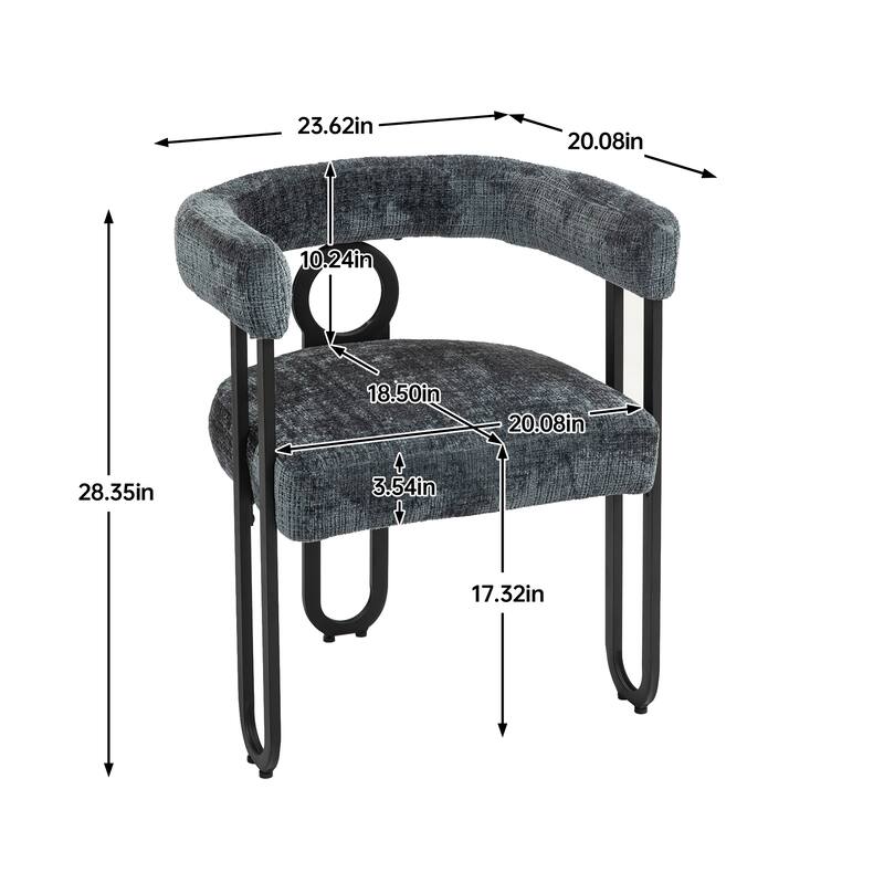 Mid-Century 2-Piece Barrel Side Chairs Dining Chair Armchair with Curved Backrest,Grey