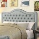 preview thumbnail 6 of 13, Moser Bay Olivia Linen Waved Top Upholstery Button-tufted Panel Bed with Tall Footboard