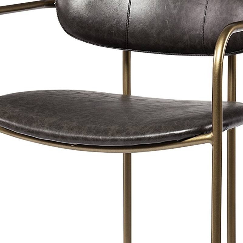 Gold Brown Faux Leather Low Back Bar Stool with Footrest