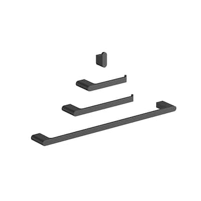4-Piece Bathroom Hardware Accessories Set, Wall Mount Towel Bar, Toilet Paper Holder, Hand Towel Rack 1 Towel Hooks