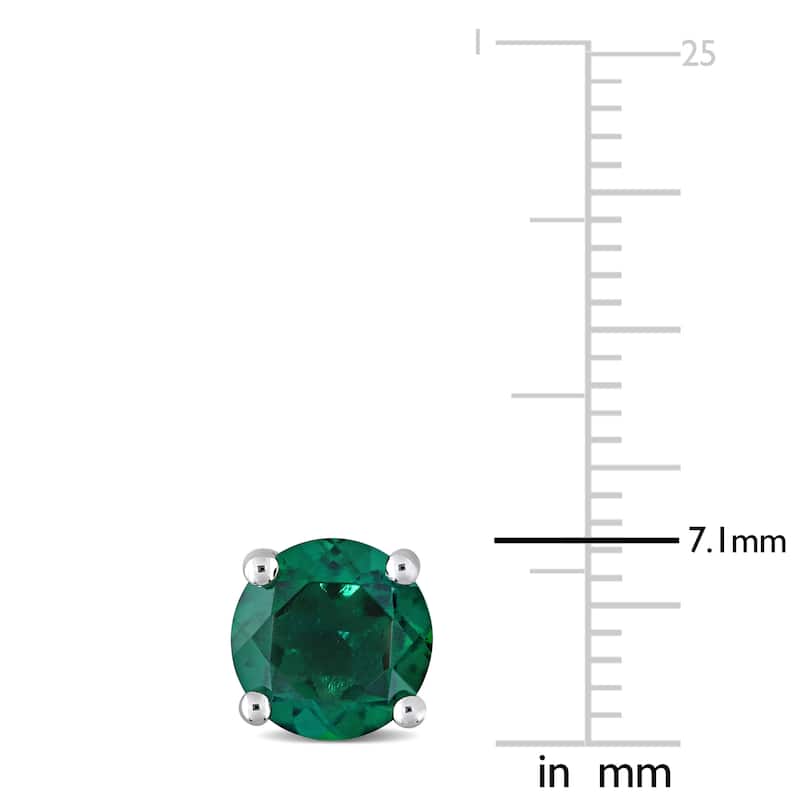 Miadora Created Emerald Birthstone Solitaire Stud Earrings in Sterling Silver