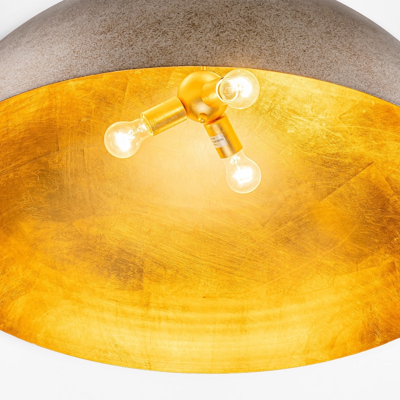 3-Light 31" Modern Industrial Dome Brass&Gold Foil Pendant Light Large Kitchen Island Lighting - 31.49 in. W × 16.53 in. H